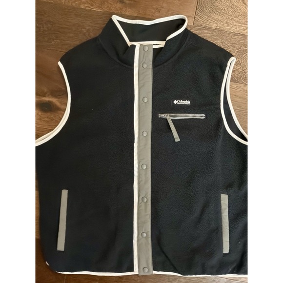 Columbia Other - Columbia Fleece Vest Men's XXL Black Snap Front Outdoor Full Zip‎ Pocket